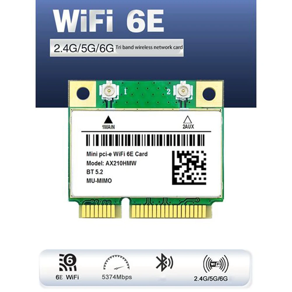 WiFi 6E AX210 Mini PCI-E Wireless Network Card WIFI6 Dual Band 2.4G/5G Network Card Bluetooth 5.2 Network Card Adapter
WiFi 6E AX210 Mini PCI-E Wireless Network Card WIFI6 Dual Band 2.4G/5G Network Card Bluetooth 5.2 Network Card Adapter