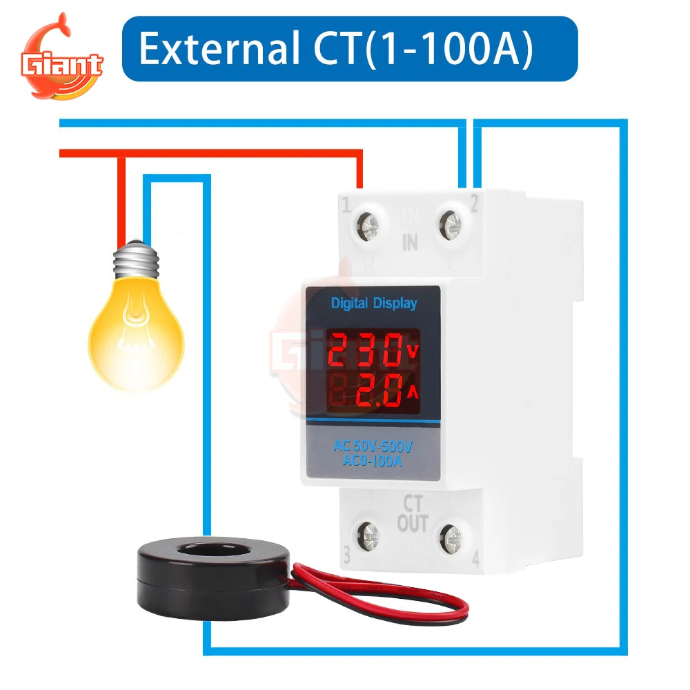 AC50-500V Din Rail Dual Digital Voltmeter Ammeter Single Phase Energy Meter Voltage Current Gauge Tester Power Wattmeter Monitor
AC50-500V Din Rail Dual Digital Voltmeter Ammeter Single Phase Energy Meter Voltage Current Gauge Tester Power Wattmeter Monitor
