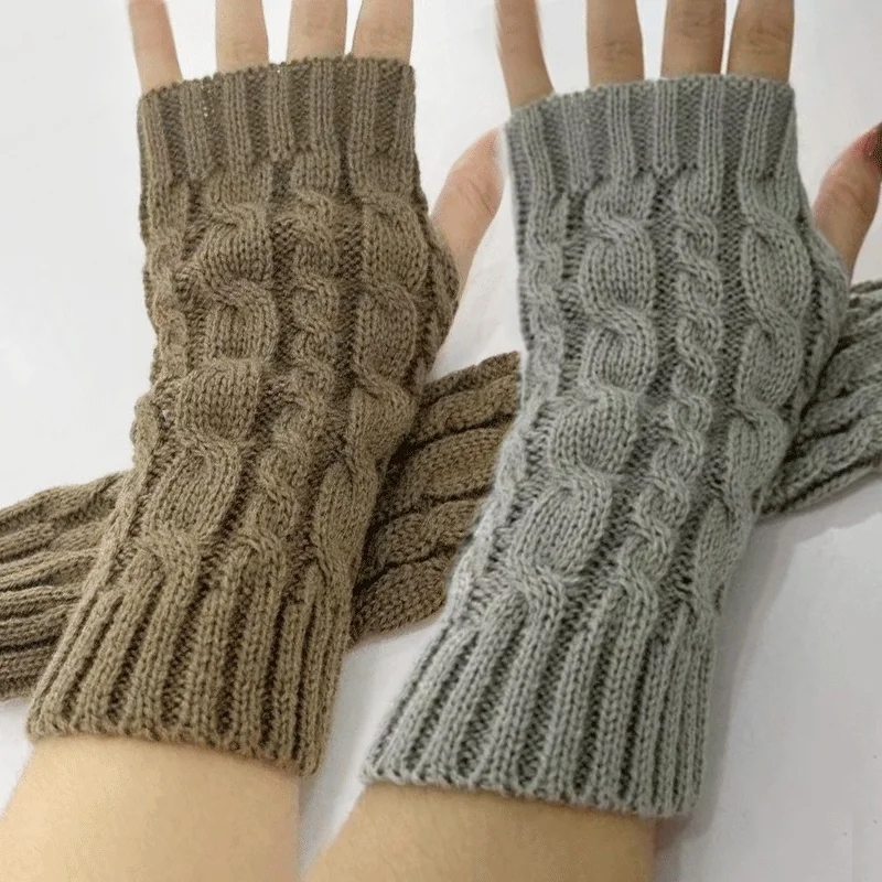 

Y2K Women Long Fingerless Gloves Winter Mitten Knitted Warmer Arm Sleeve Warm Punk Soft Fingerless Unisex Gloves for Women
