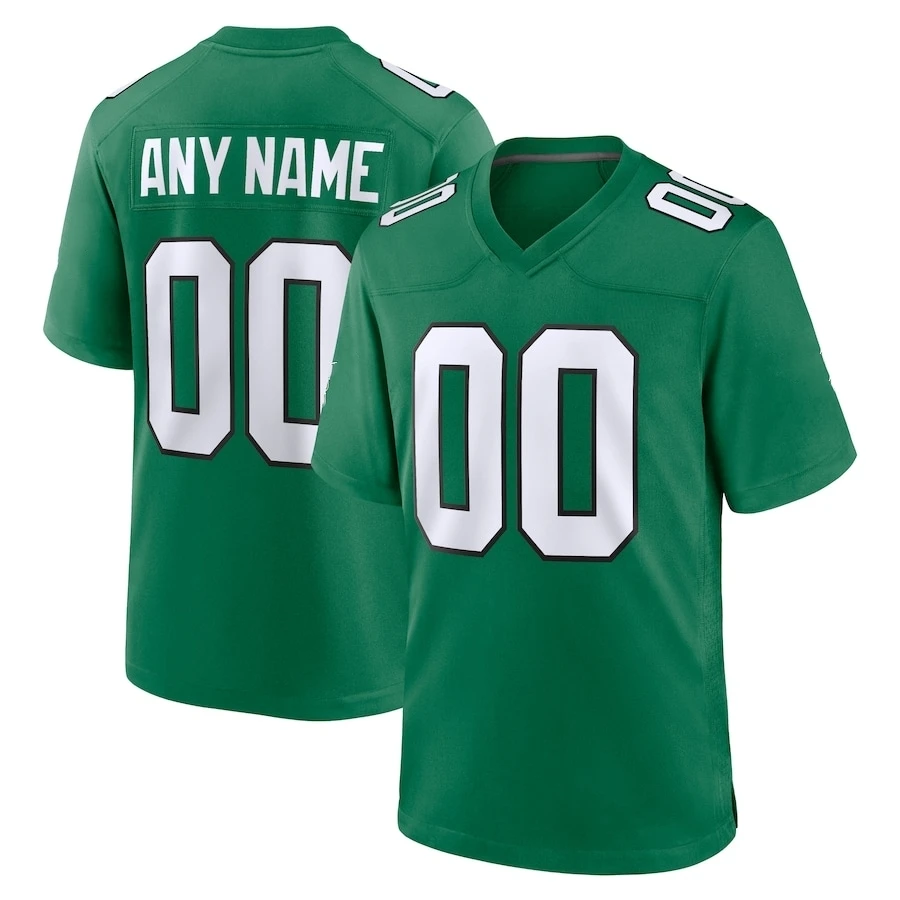 

Custom America Football Jersey Philadelphia City Kelly Green Football Shirt Name No. 1 Hurts 6 Smith All Stitched Us Size S-3XL