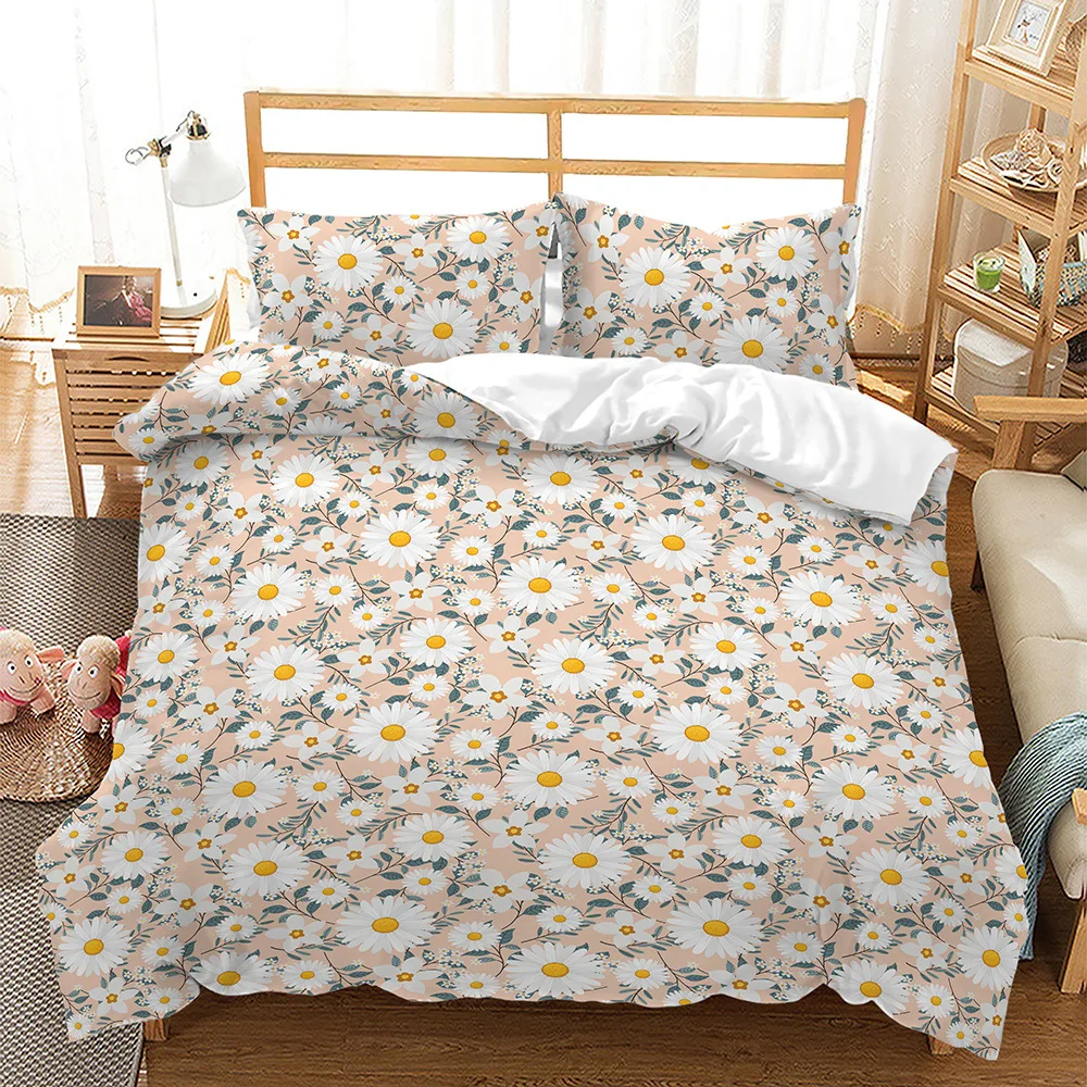 

Botanical Leaves Duvet Cover Floral Print King Bedding Set Soft Microfiber Geometric Pattern Comforter Cover With 2 Pillowcases