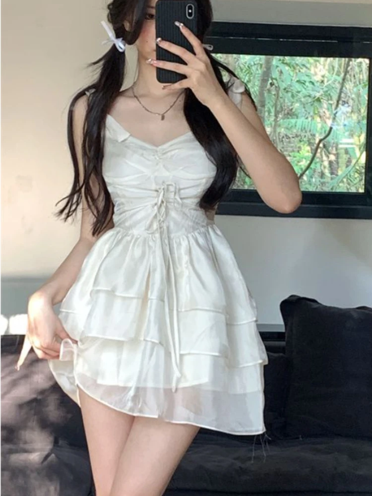 Deeptown Fairycore White Princess Birthday Dress Women French Sweet Kawaii Y2k Ruffles Lace Up Backless Tunic Mini Slip Dresses
Deeptown Fairycore White Princess Birthday Dress Women French Sweet Kawaii Y2k Ruffles Lace Up Backless Tunic Mini Slip Dresses