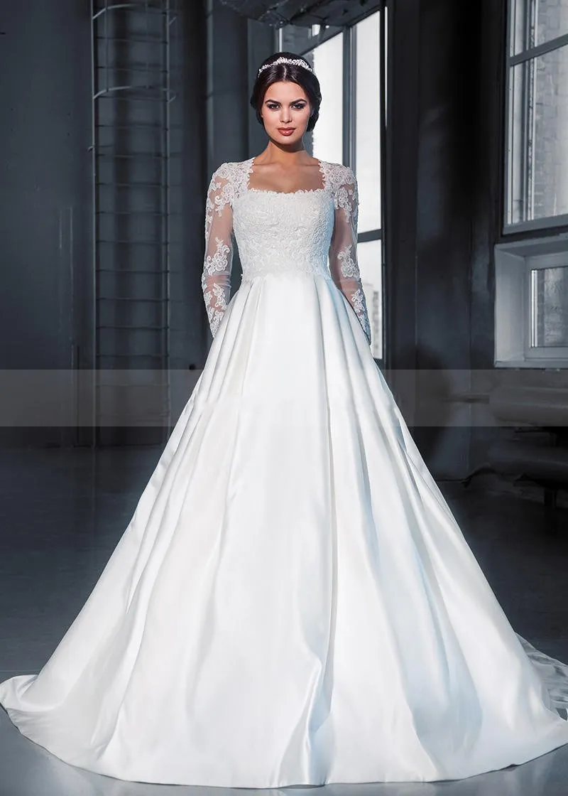 Vestidos Vintage Satin A-Line Wedding Dress Long Sleeves 2023 Pockets Bridal Gowns For Women Customzie To Measures Elegant 2023
Vestidos Vintage Satin A-Line Wedding Dress Long Sleeves 2023 Pockets Bridal Gowns For Women Customzie To Measures Elegant 2023