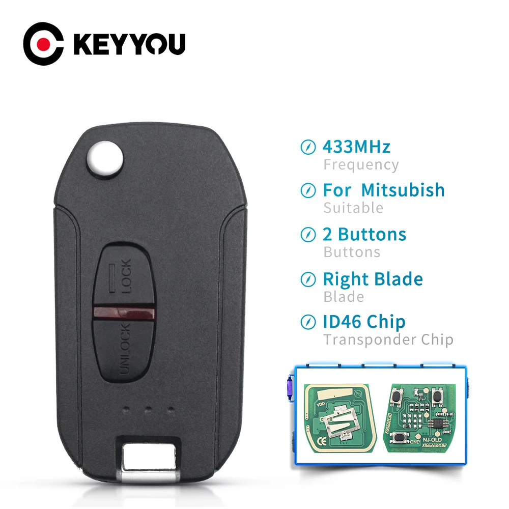 KEYYOU 2/3 кнопки 433 МГц ID46 чип дистанционный Автомобильный ключ для MITSUBISHI Triton Pajero