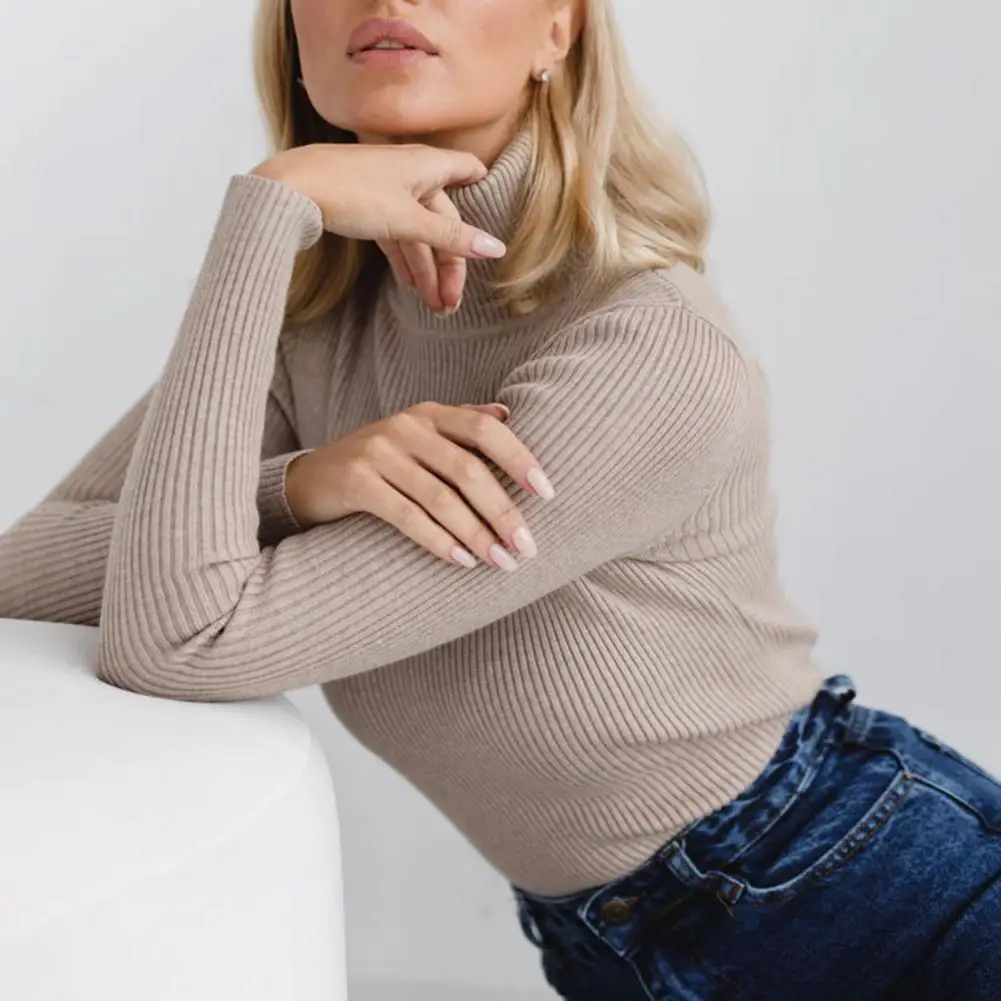 Turtleneck Ribbed Knitwear Stylish Women's Ribbed Knit Turtleneck Pullover Slim Fit Long Sleeve Solid Color Top for A
Turtleneck Ribbed Knitwear Stylish Women's Ribbed Knit Turtleneck Pullover Slim Fit Long Sleeve Solid Color Top for A