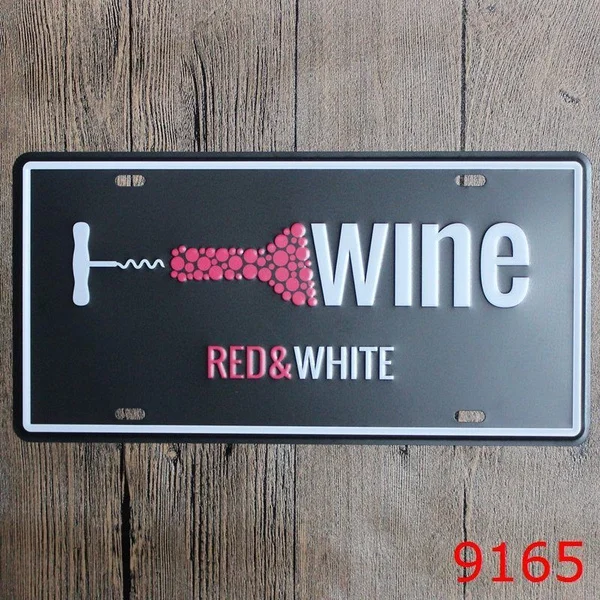 

Red White Wine License Plate Tin Tag Frame Cover Shield Car Truck Tag Shield Cover and Frame Auto