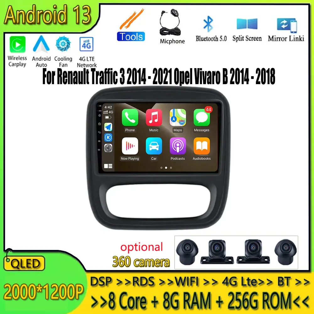 

Android 13 Car Radio Multimedia Player For Renault Traffic 3 2014 - 2021 Opel Vivaro B 2014 - 2018 GPS Navigation 4G Lte Carplay