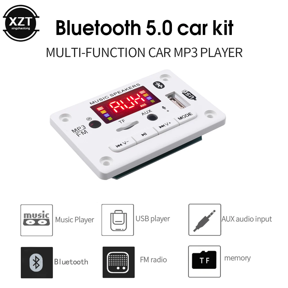 

Car Bluetooth 5.0 MP3 Player Speaker MP3 Decoding Board Module Wireless USB TF Card Slot / USB / FM / Remote For Car Kit
