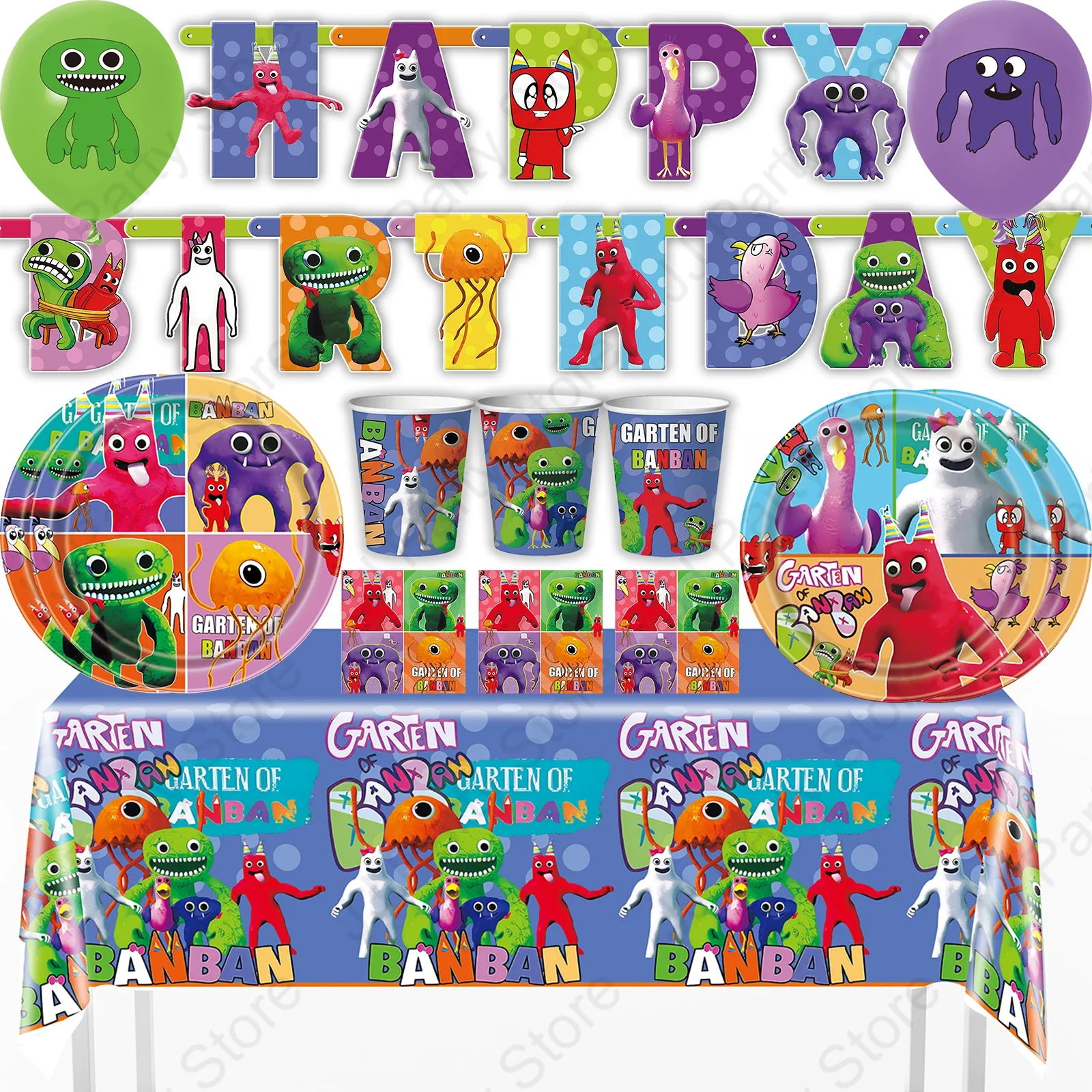 Garten of BanBan Rainbow Friends Series Birthday Party Decoration Paper Cup Plate Balloon Banner Tablecover for Kid Baby Shower
Garten of BanBan Rainbow Friends Series Birthday Party Decoration Paper Cup Plate Balloon Banner Tablecover for Kid Baby Shower