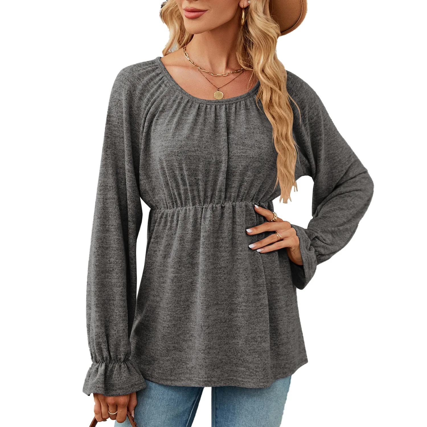 T-shirt Women's Fall and Winter Fashion New Solid Color Casual Round Neck Loose Long-sleeved Blouse
T-shirt Women's Fall and Winter Fashion New Solid Color Casual Round Neck Loose Long-sleeved Blouse