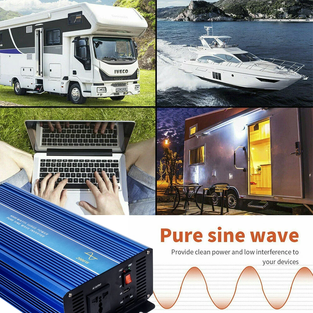 

5000W Off Grid Sine Wave Pure Inverter Input 12V/24V/48V/96V/110V 110V/220V/230V/240V DC Output 50Hz