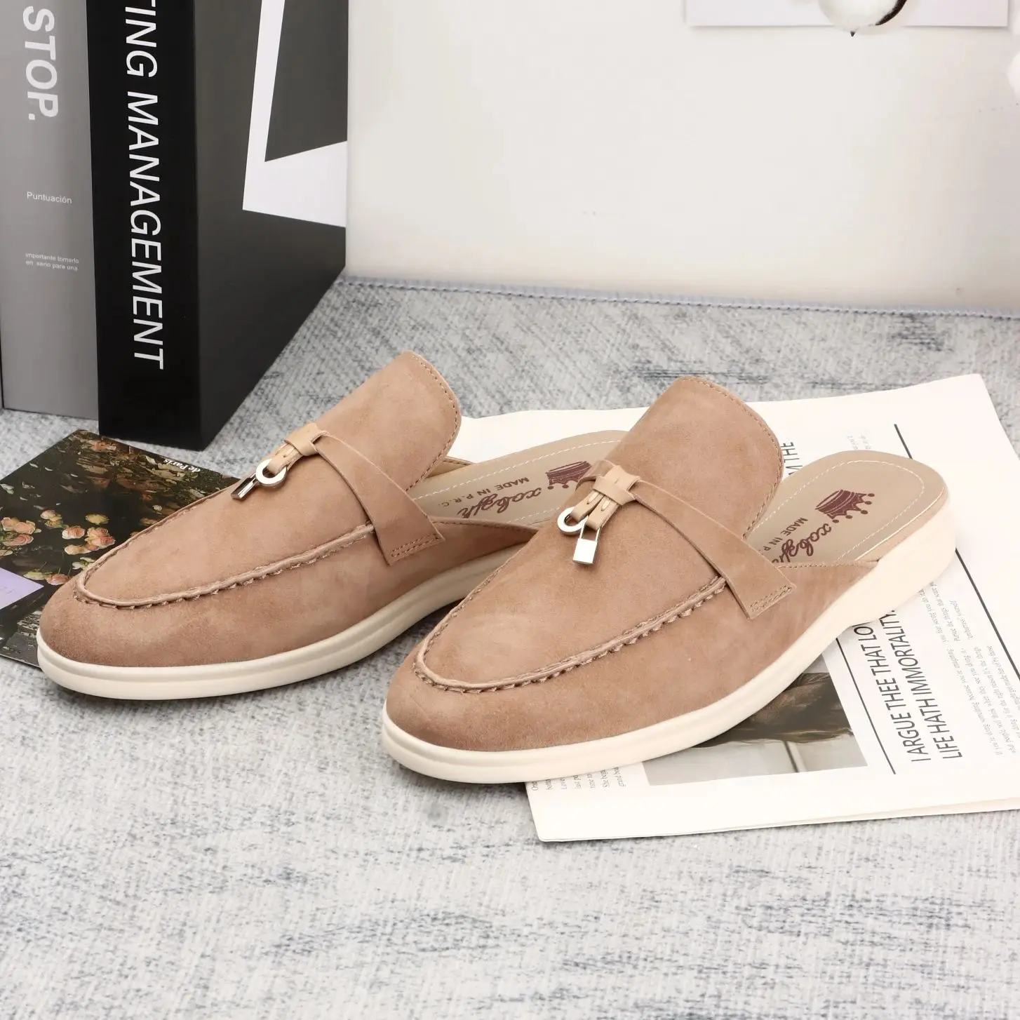 

Top Quality Suede Leather Women's Loafers 2023 Summer Slip-on Causal Moccasin Shoes Comfortable Sneaker Lazy Mules Slipper Men