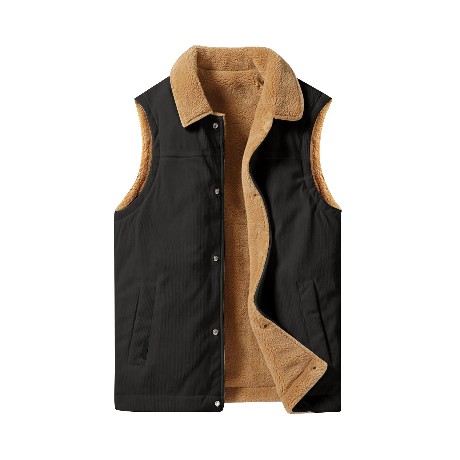 

Autumn And Winter Men'S Corduroy Vest Plush Oversize Vest Casual Coat Men Casual Large Sweetheart Shoulder Plush Thickened Coat