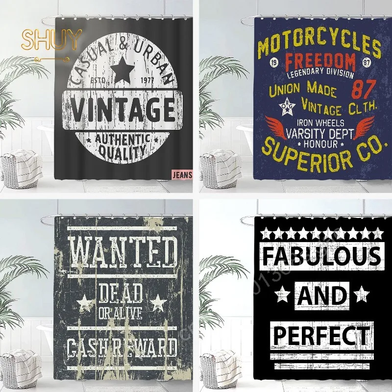 Vintage Letters Print Shower Curtain Retro Curtains for Man Cave Bathhouse Waterproof Bath Tapestry Home Bathroom Accessories
Vintage Letters Print Shower Curtain Retro Curtains for Man Cave Bathhouse Waterproof Bath Tapestry Home Bathroom Accessories