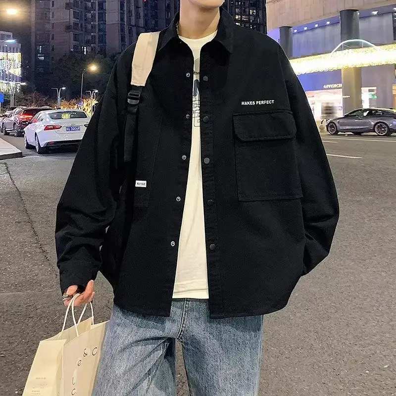 Popular autumn jacket men's spring and autumn casual neutral loose handsome solid color long sleeved outer shirt trendy y2k tops
Popular autumn jacket men's spring and autumn casual neutral loose handsome solid color long sleeved outer shirt trendy y2k tops