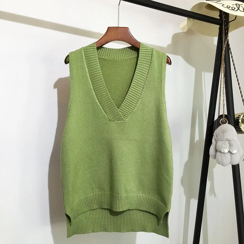 Women's V-neck Knitted Vest Sweater New Style Korean Loose All-match Sweater Vest Sleeveless Sweater Autumn and Winter Clothing
Women's V-neck Knitted Vest Sweater New Style Korean Loose All-match Sweater Vest Sleeveless Sweater Autumn and Winter Clothing