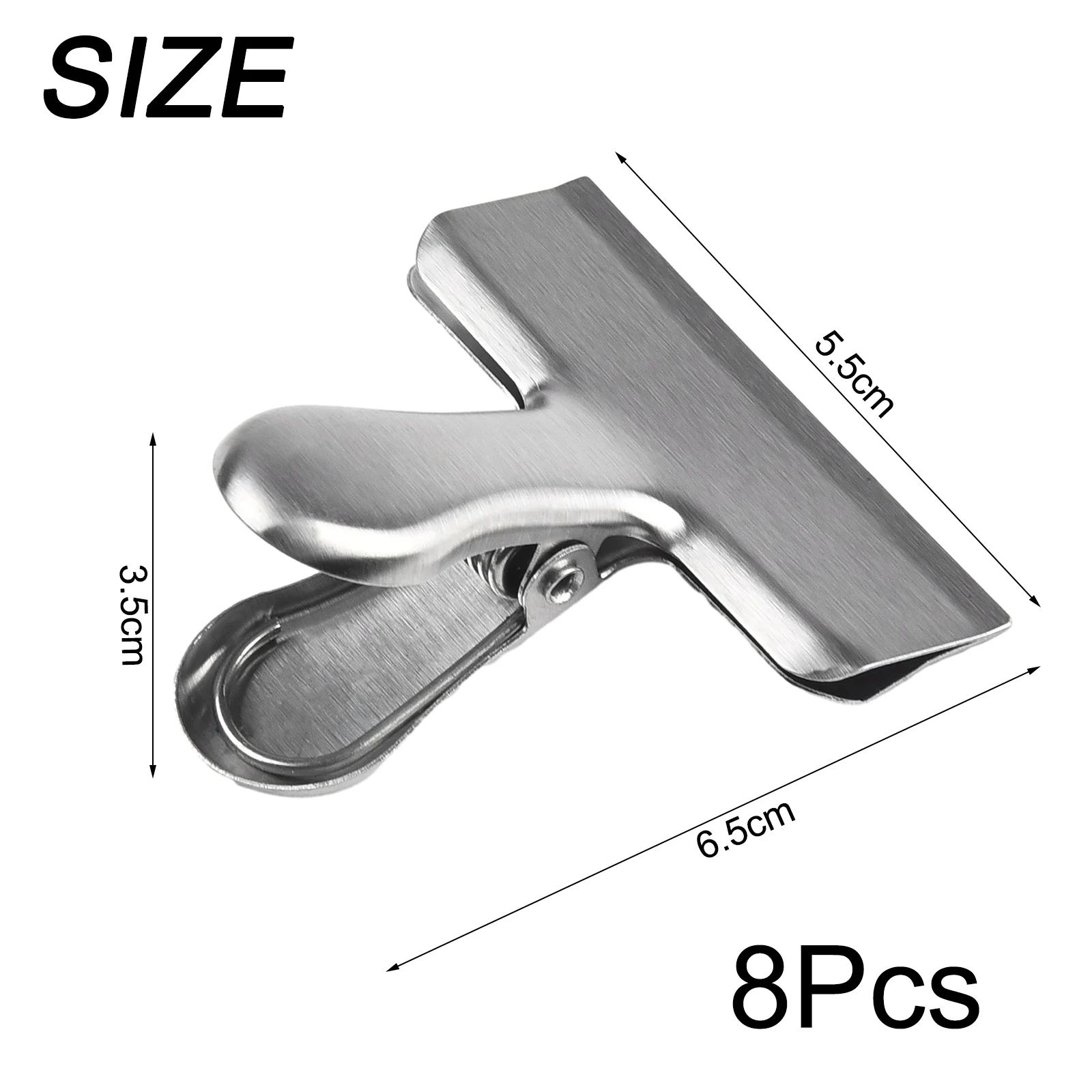 8pcs Stainless Steel Snack Bag Clip Bill Clip Metal Clip Kitchen Office Restaurant Strong Bite Force RustProof Sturdy Keep Fresh 
8pcs Stainless Steel Snack Bag Clip Bill Clip Metal Clip Kitchen Office Restaurant Strong Bite Force RustProof Sturdy Keep Fresh