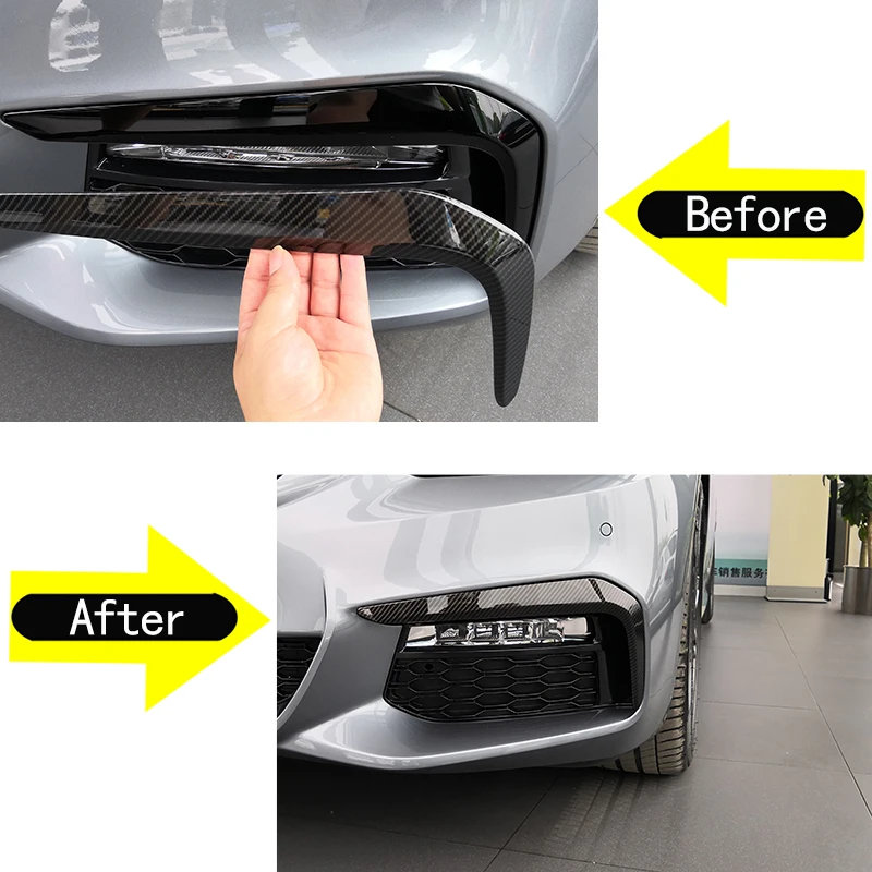 

For BMW 5 Series G30 530liM 2018-2020 Chrome Front Fog Light Lamp Cover Eyelid Eyebrow Decoration Strips Outer Foglight Trim