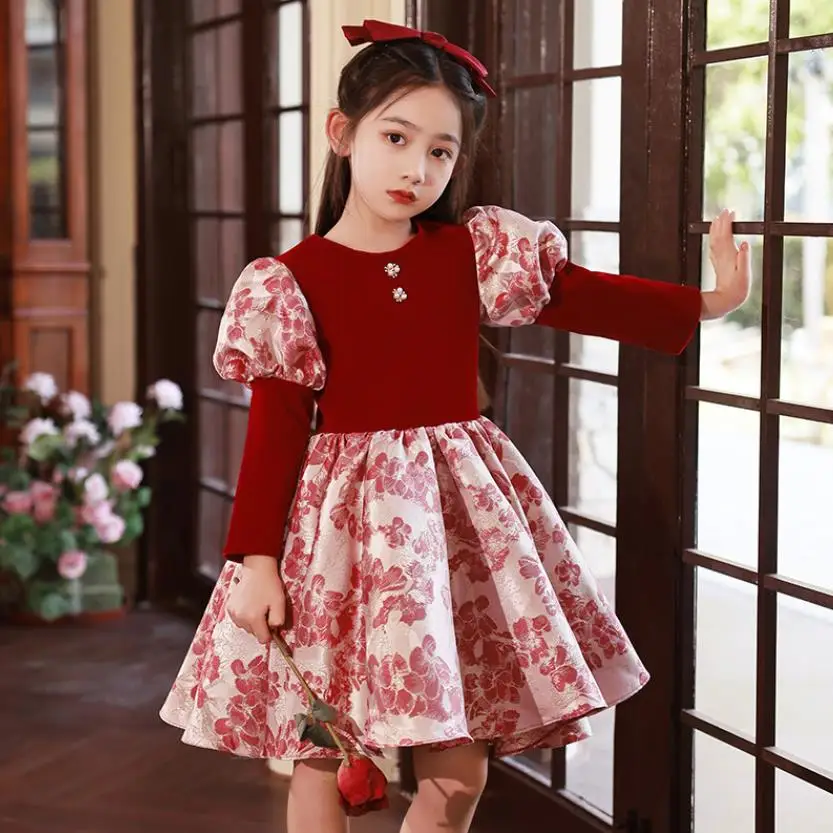 Autumn Winter New Children's Evening Gown Print Stitching Design Birthday Baptism Party Easter Eid Dresses For Christmas A2115 
Autumn Winter New Children's Evening Gown Print Stitching Design Birthday Baptism Party Easter Eid Dresses For Christmas A2115