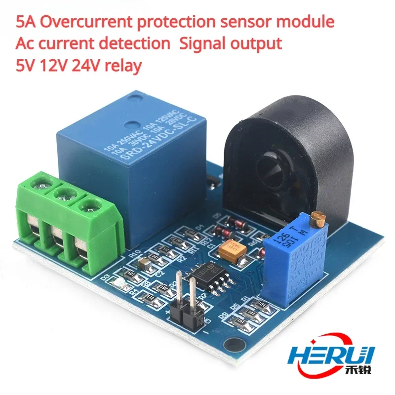 

5A Overcurrent protection sensor module Ac current detection Signal output 5V 12V 24V relay