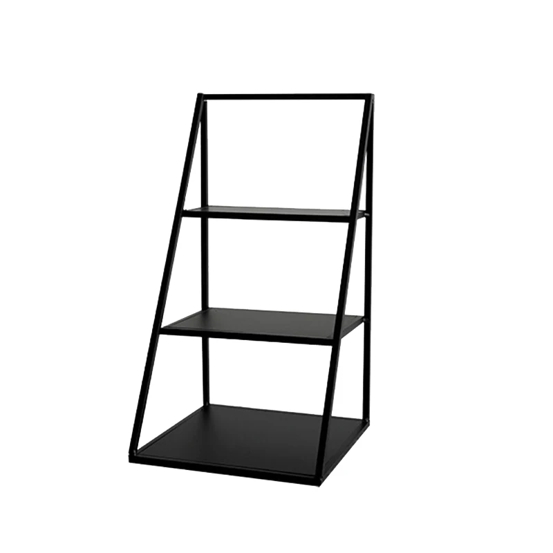 

3-Layer Storage Rack Wrought Iron Cake Stand Dessert Stand Jewelry and Perfume Display Stand for Desktop-Black