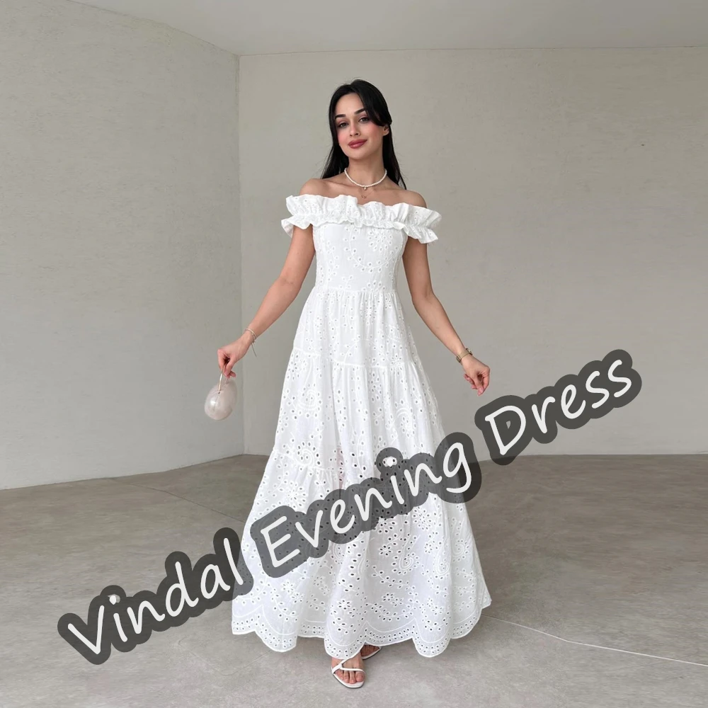 Vindal Off-the-shoulder Short Sleeves Evening Dress A-Line Ankle Length Elegant Built-in Bra Saudi Arabia Lace For Woman 2024
Vindal Off-the-shoulder Short Sleeves Evening Dress A-Line Ankle Length Elegant Built-in Bra Saudi Arabia Lace For Woman 2024