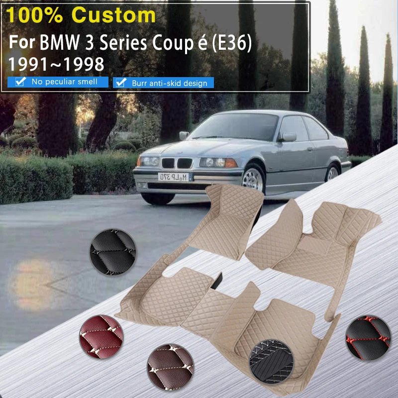 

Car Floor Mats For BMW 3 Series Coupé E36 1991~1998 2 Door Waterproof Leather Car Mats Full Set Tappeto Car Accessories Interior