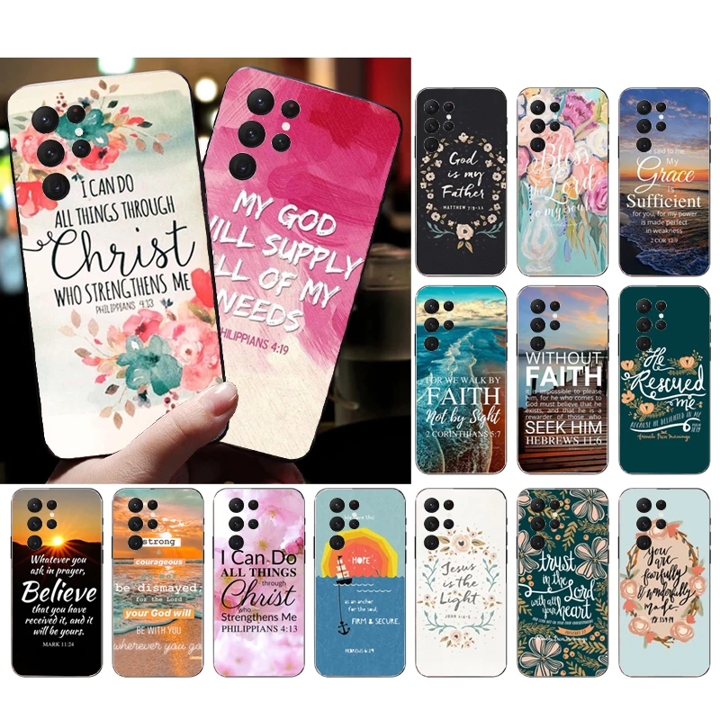 

Phone Case for Samsung Galaxy S23 S22 S21 S20 Ultra S20 S22 S21 S10 S9 Plus S10E S20FE Bible verse Jesus Christian Case