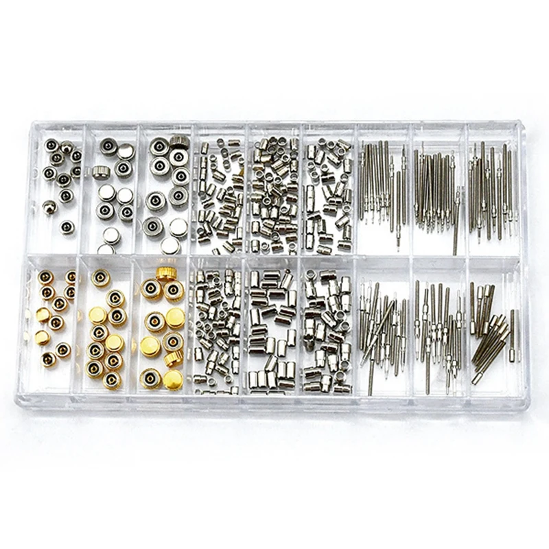 Watch Crown Parts Replacement Assorted Dome Flat Head,Handle Tubes, Handle Bushings Watch Parts Accessories Repair Tool Kit
Watch Crown Parts Replacement Assorted Dome Flat Head,Handle Tubes, Handle Bushings Watch Parts Accessories Repair Tool Kit
