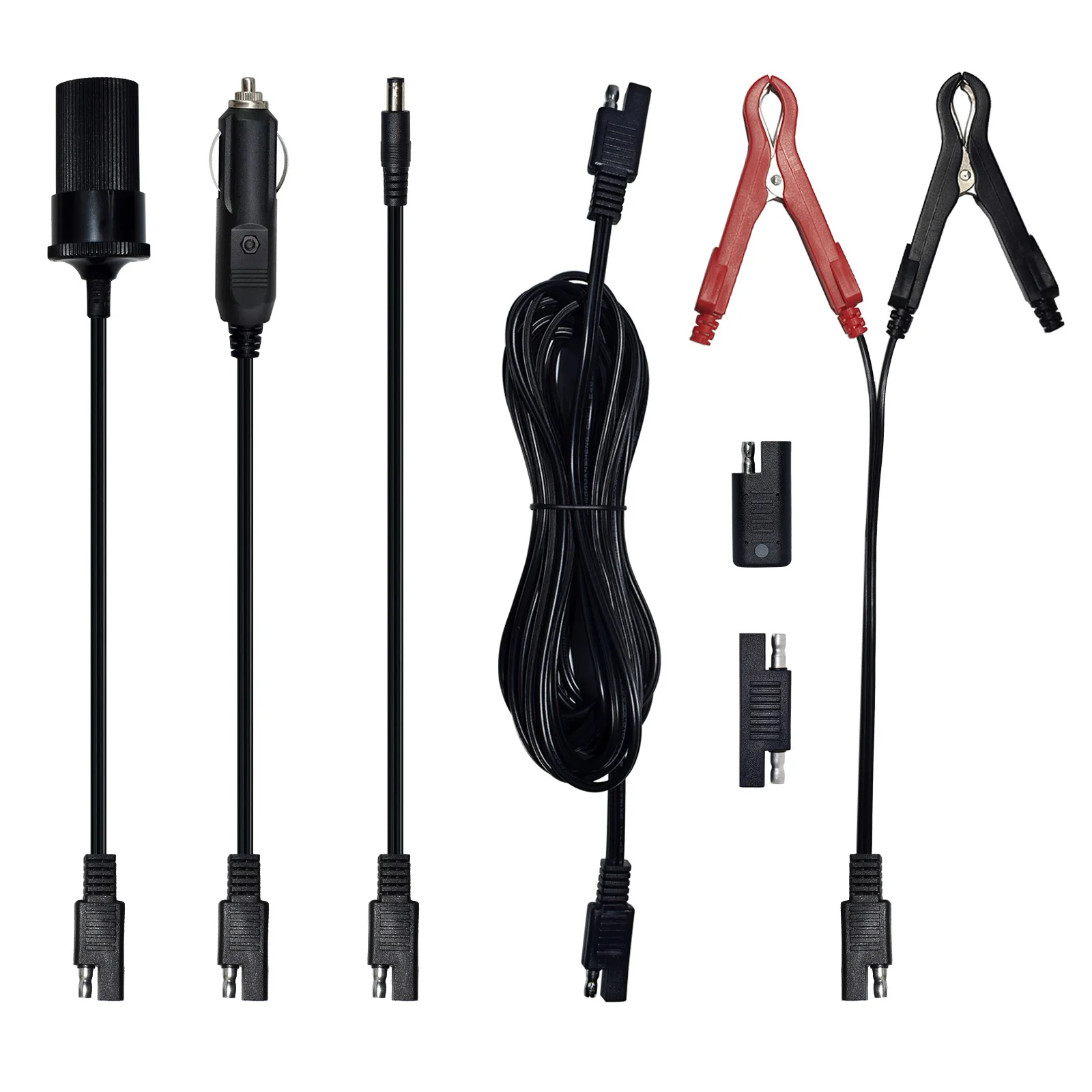 

Solar Car Batttery Power Cable Kit 18AWG SAE Connector with Cigarette Lighter Plug Socket Alligator Clamps DC5521 Extension Cord