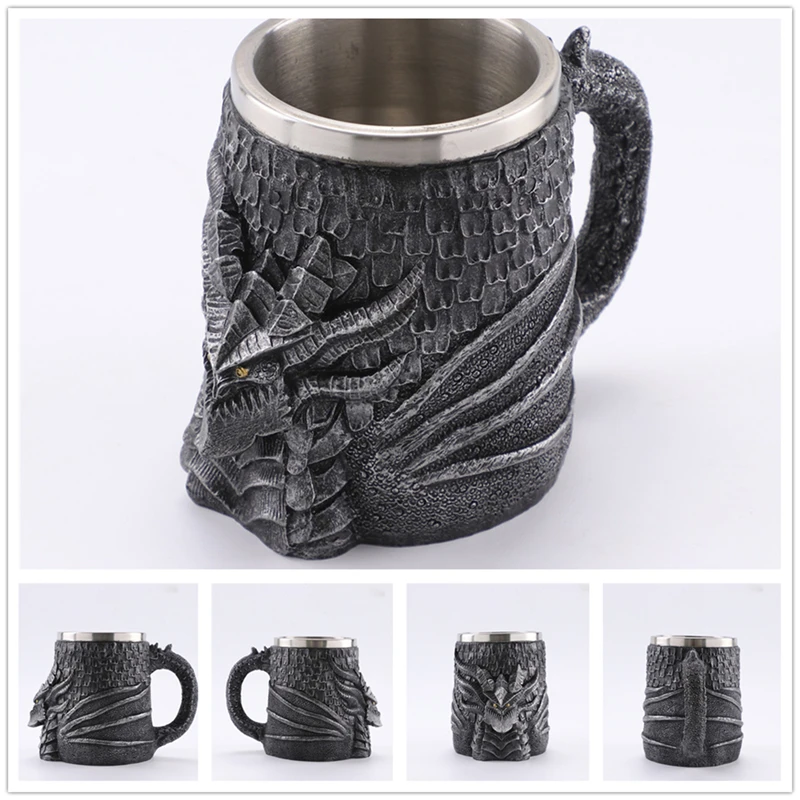 

Чаша с драконом 450 мл 3D Ретро креативная офисная двухслойная кофейная чашка из нержавеющей стали полимерная ремесла пивная чашка кофейная кружка Новинка