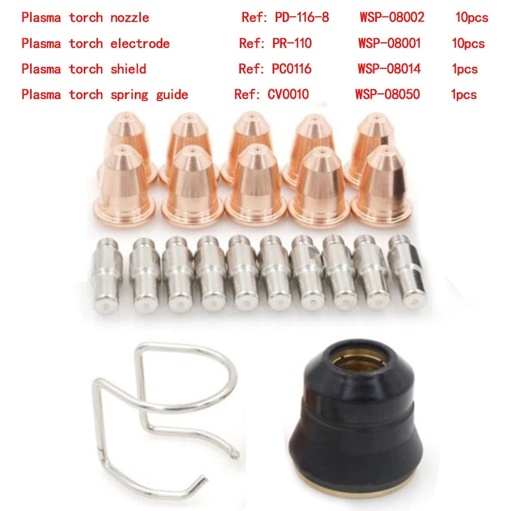 22pcs PD-116-8 PR-110 Plasma Cutting Torch Consumables Set Trafimet S45 5 Soldering Welding Supplies Accessories Replacement
22pcs PD-116-8 PR-110 Plasma Cutting Torch Consumables Set Trafimet S45 5 Soldering Welding Supplies Accessories Replacement