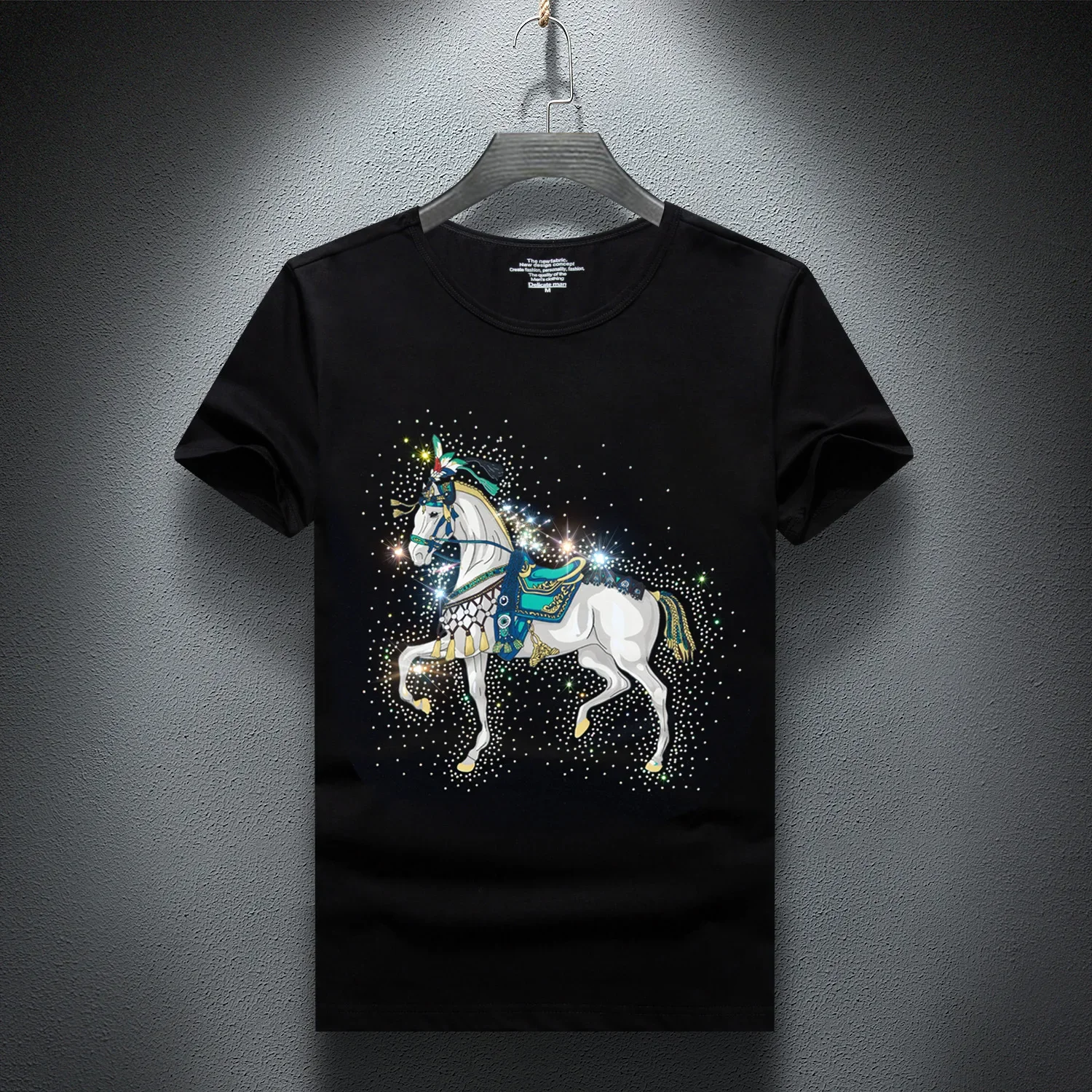 Cartoon Horse Printed T Shirts for Men Summer Clothes Fashion Rhinestones O Neck Short Sleeve Thin Cool Elastic Cotton Tops Tee
Cartoon Horse Printed T Shirts for Men Summer Clothes Fashion Rhinestones O Neck Short Sleeve Thin Cool Elastic Cotton Tops Tee