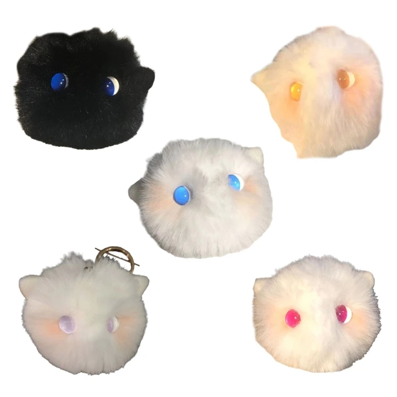 

Keychain Pendant Cartoon Plush Toy Schoolbag Keychain Ornament Bag Charm Soft Furry Ball Toy Cute Blush Cat Ball Doll
