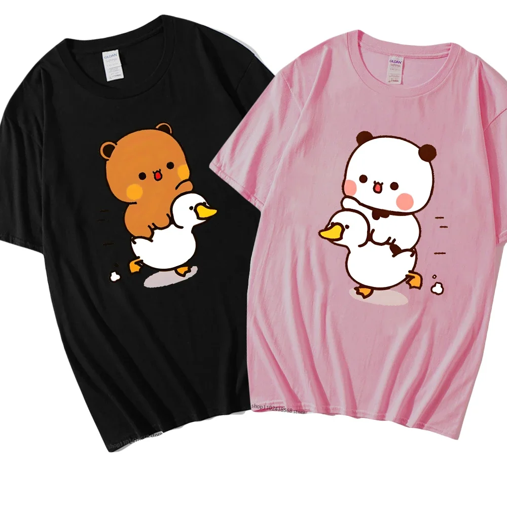 Cute Bubu and Duud Is Riding A White Duck Tshirt Panda and Brownie Bear Clothes100% Cotton T-Shirts for Men Women Couple Tees
Cute Bubu and Duud Is Riding A White Duck Tshirt Panda and Brownie Bear Clothes100% Cotton T-Shirts for Men Women Couple Tees