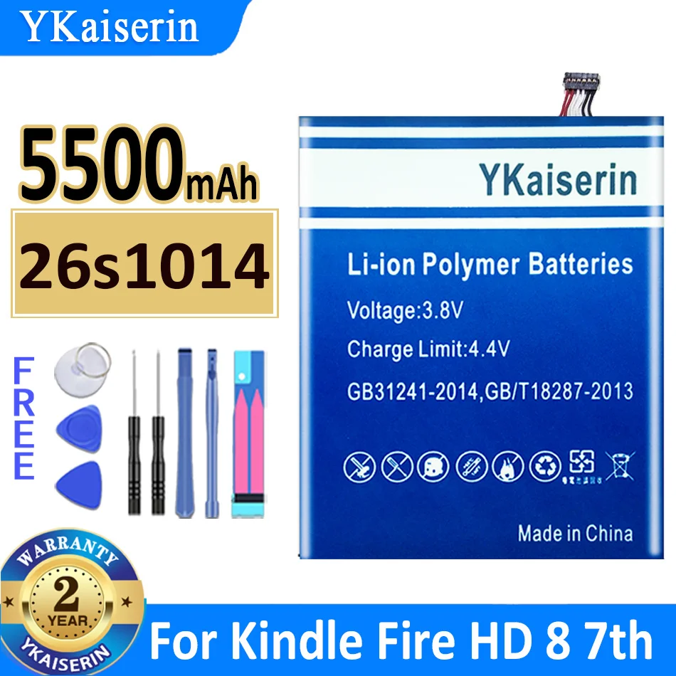 

5500mAh YKaiserin Battery 26s1014 for Amazon Kindle Fire HD 8" 7th Gen SX0340T 2017 Tablet Pad 58-000219 Bateria Track code