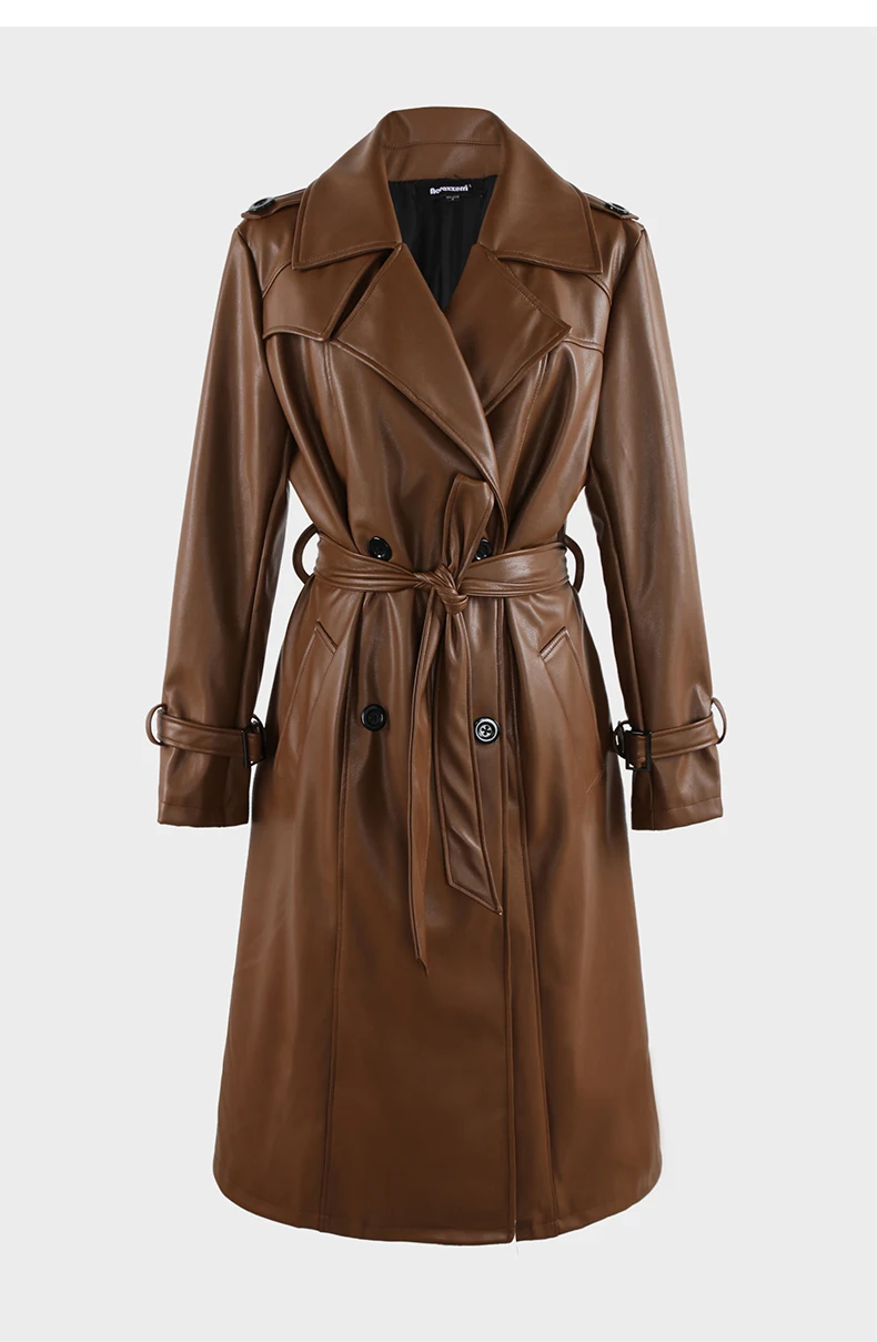 Autumn Long Waterproof Brown Black Pu Leather Trench Coat for Women Sashes Double Breasted Luxury Elegant Clothes 8 Mallzona S0d718b6d75d447ce81bdabc93fa5befdJ Autumn Long Waterproof Brown Black Pu Leather Trench Coat for Women Sashes Double Breasted Luxury Elegant Clothes Mallzona