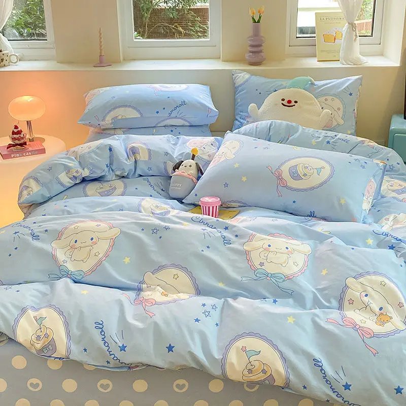 Sanrio Cinnamoroll Anime Kuromi Kawaii Cartoon Cotton 4-Piece Quilt Cover Cute My Melody Blanket Bed Sheet Skirt Toys for Home
Sanrio Cinnamoroll Anime Kuromi Kawaii Cartoon Cotton 4-Piece Quilt Cover Cute My Melody Blanket Bed Sheet Skirt Toys for Home
