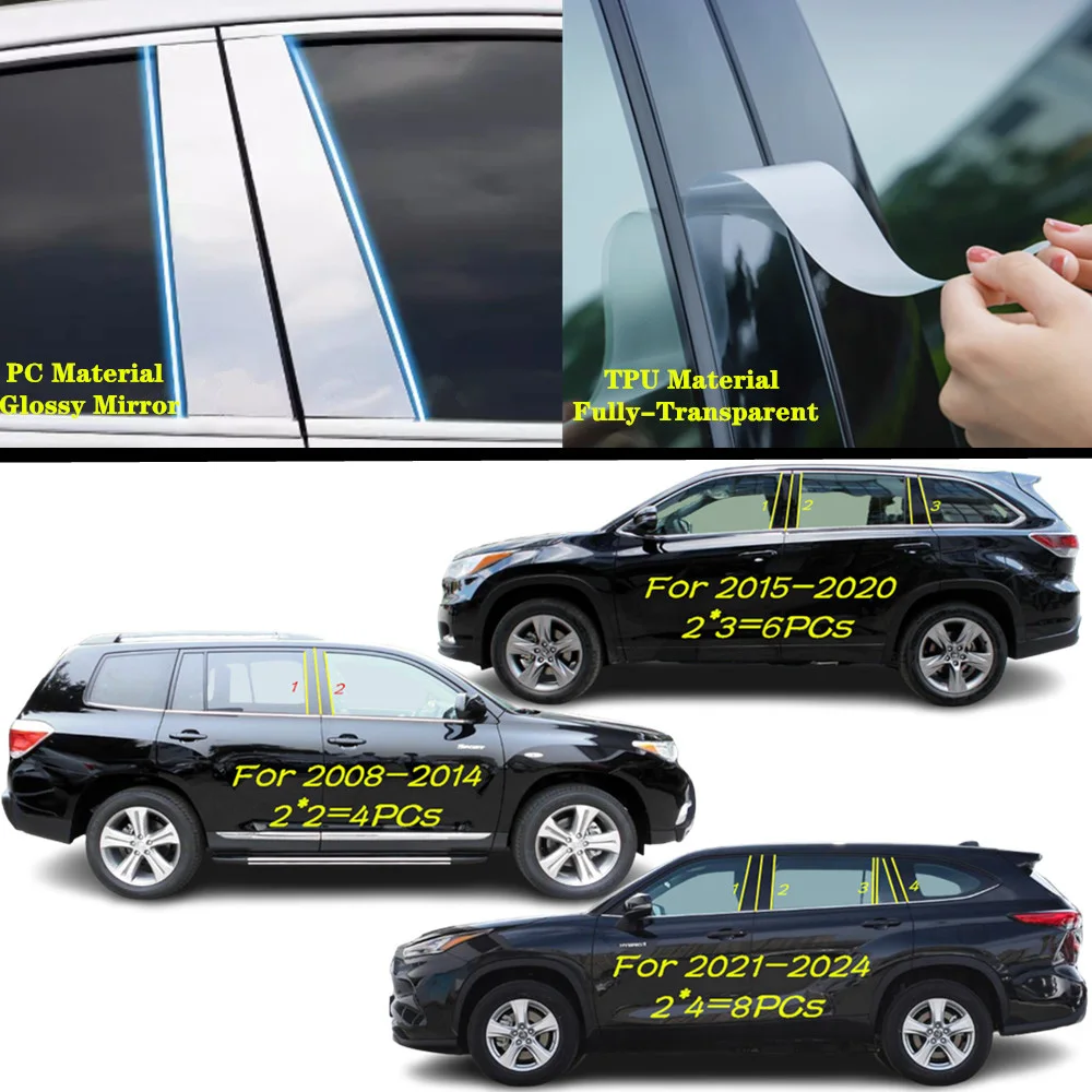For Toyota Highlander Kluger 2008-2015-2018-2020-2024 Car TPU/Glossy Mirror Pillar Post Cover Door Trim Window Molding Sticker
For Toyota Highlander Kluger 2008-2015-2018-2020-2024 Car TPU/Glossy Mirror Pillar Post Cover Door Trim Window Molding Sticker
