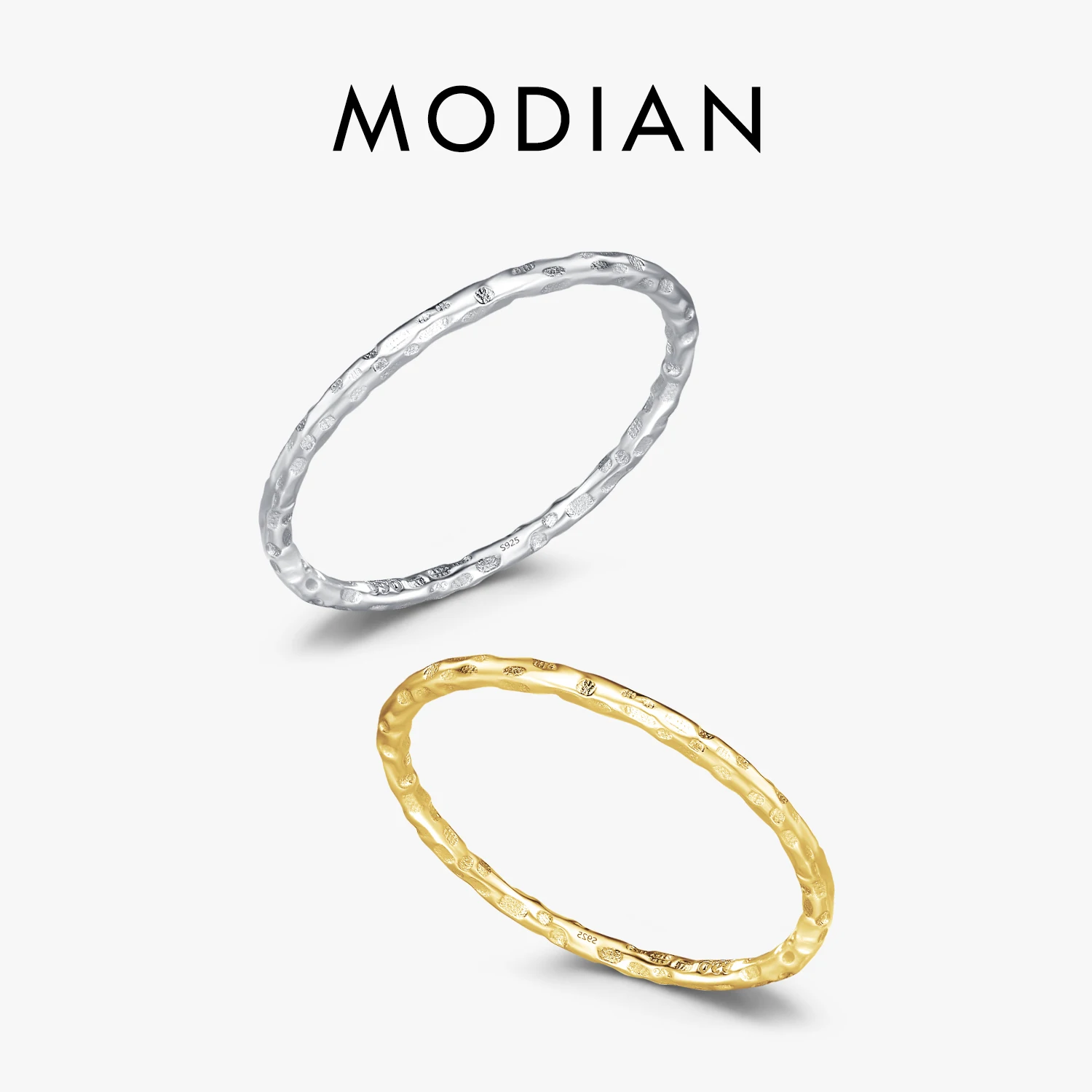 

MODIAN 925 Sterling Silver Simple Tinfoil Design Style Stackable Trendy Finger Ring Charm Gold Color Jewelry For Women Gifts