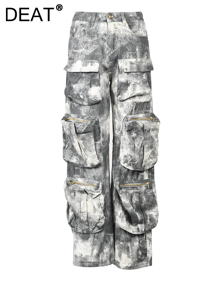 DEAT Fashion Women's Jeans High Waist Multi Pocket Loose Streetwear Camouflage Denim Cargo Pants Summer 2024 New Tide 17A3603H
DEAT Fashion Women's Jeans High Waist Multi Pocket Loose Streetwear Camouflage Denim Cargo Pants Summer 2024 New Tide 17A3603H