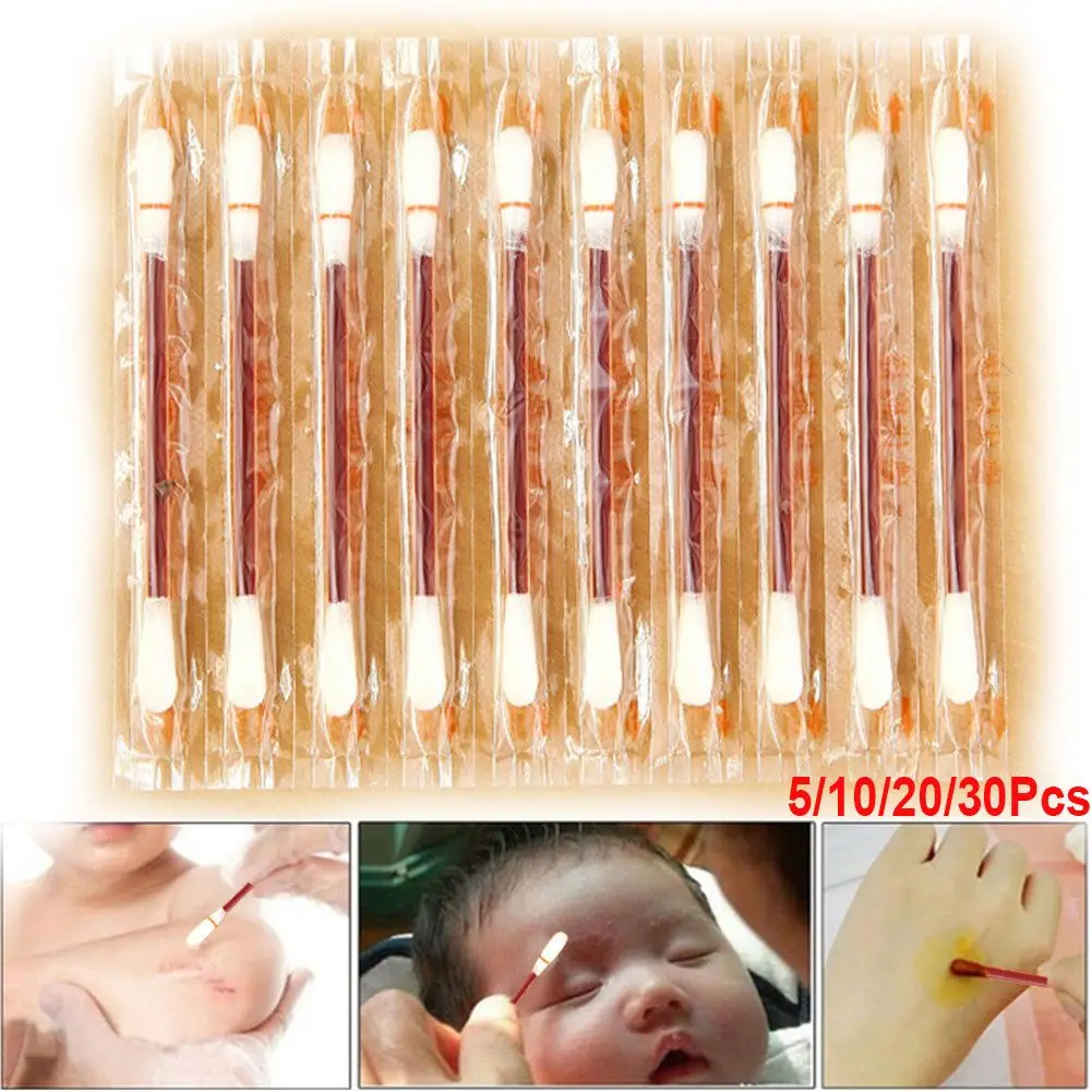 

5/10/20/30PCS Easy to carry Wound treatment Climbing Aid Disinfected Disposable Swab Cotton Stick Medical Iodine