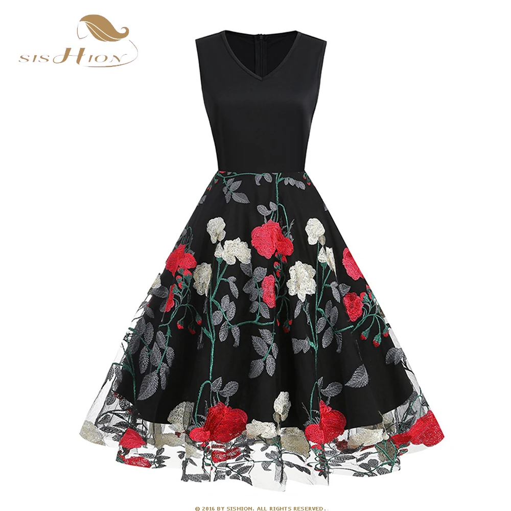 Elegant Evening High Waist Party Dress Women French Style Sleeveless A-line Dress Mesh Flower Embroidery Flower Dress SR423
Elegant Evening High Waist Party Dress Women French Style Sleeveless A-line Dress Mesh Flower Embroidery Flower Dress SR423