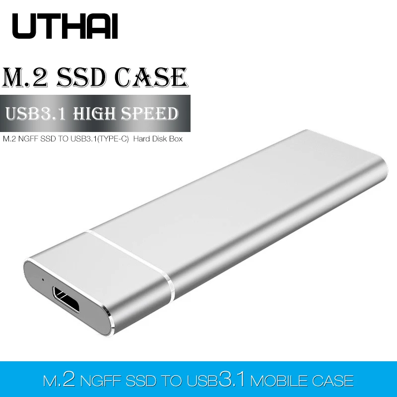 

UTHAI T24 USB3.1 Type C to M.2 NGFF SSD Enclosure M2 to USBC Mobile Hard Disk Box HDD Case For 2230/2242/2260/2280 M2 With Cable