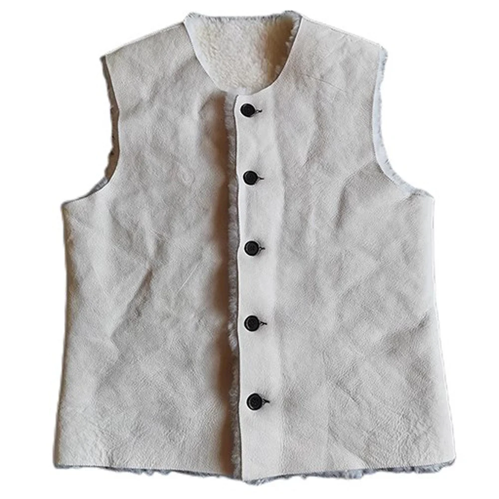 

Free Shipping Woolen Padded Mens Vest Winter Warm Genuine Leather Fur Shearling Man's Waistcoat Top Tanks Coat Korean Designer