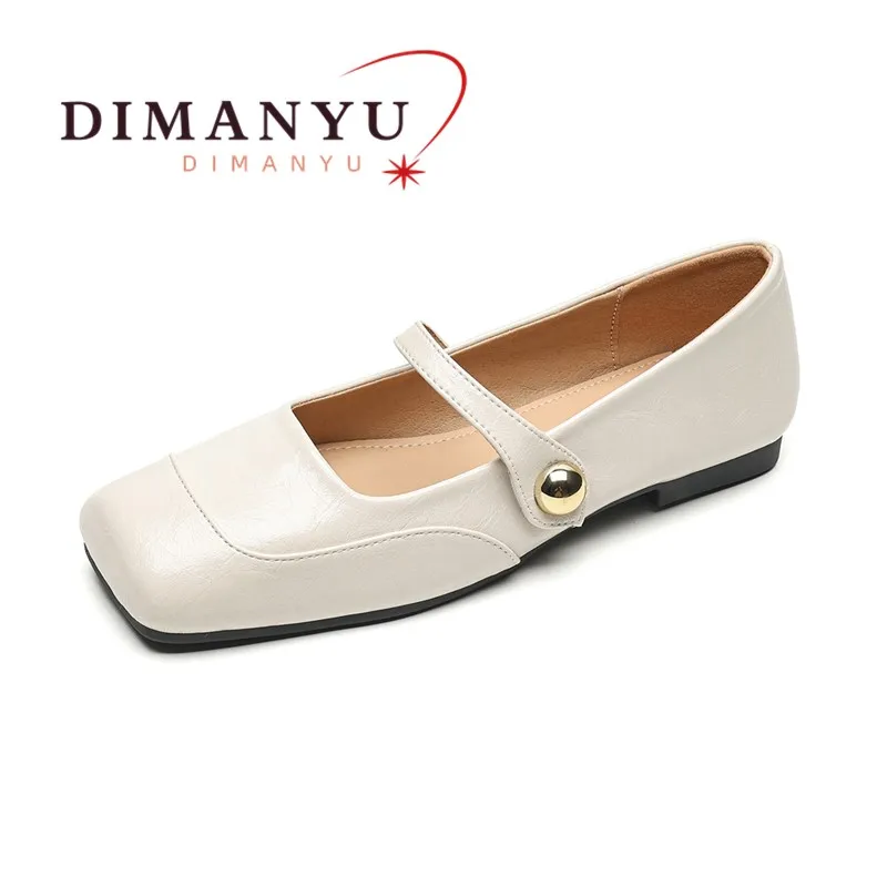 

DIMANYU Mary Jane Shoes Women Retro 2024 New Spring Boat Shoes Women Shallow Mouth Square Head Flat Ballet Shoes Women