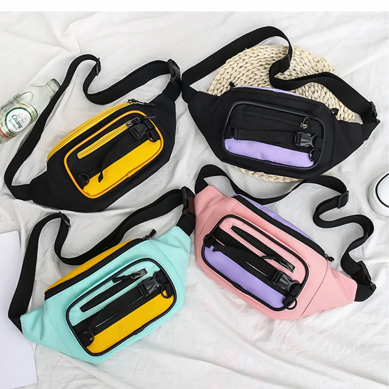 

New Zipper Hip Hop Bag Shoulder Pack Waist Bag Women's Fanny Pack Waist Packs Leisure Canvas Bum Package Banana Messenger Bags