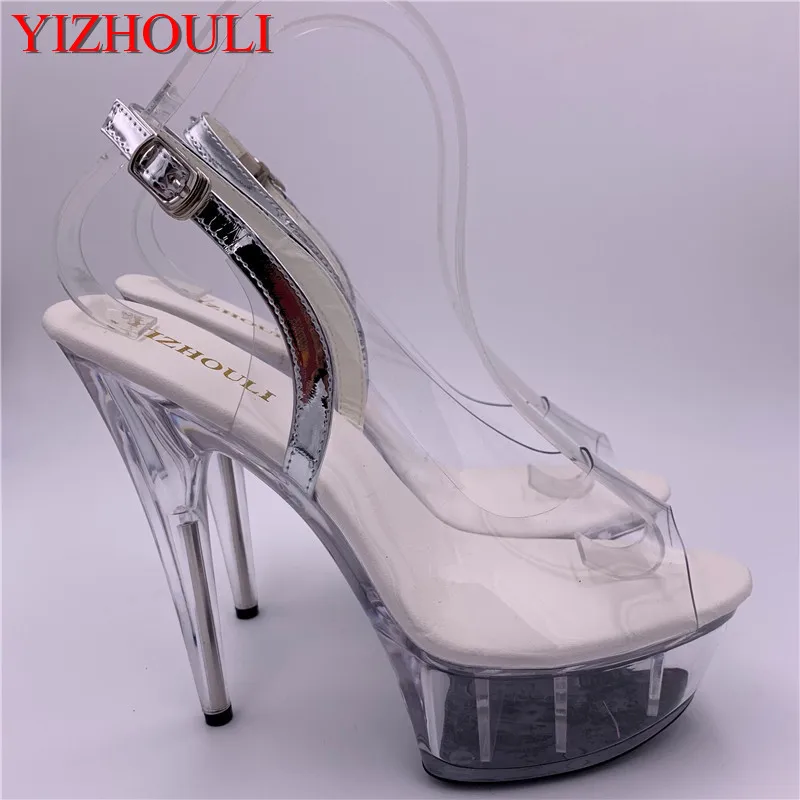 

Promotion 15cm high-heeled shoes fashion crystal shoes the women's shoes Clear 6 Inch Stiletto Heel Sandals Exotic dance shoes
