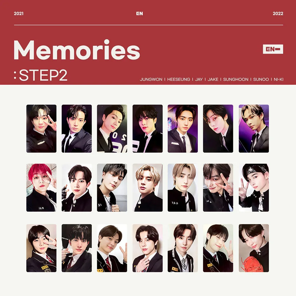 7Pcs/Set KPOP EN 2021-2022 Memories: Step2 Photocards List Jungwon Heeseung Sunoo Two Sides LOMO Cards Fans Collectibles Gifts
7Pcs/Set KPOP EN 2021-2022 Memories: Step2 Photocards List Jungwon Heeseung Sunoo Two Sides LOMO Cards Fans Collectibles Gifts