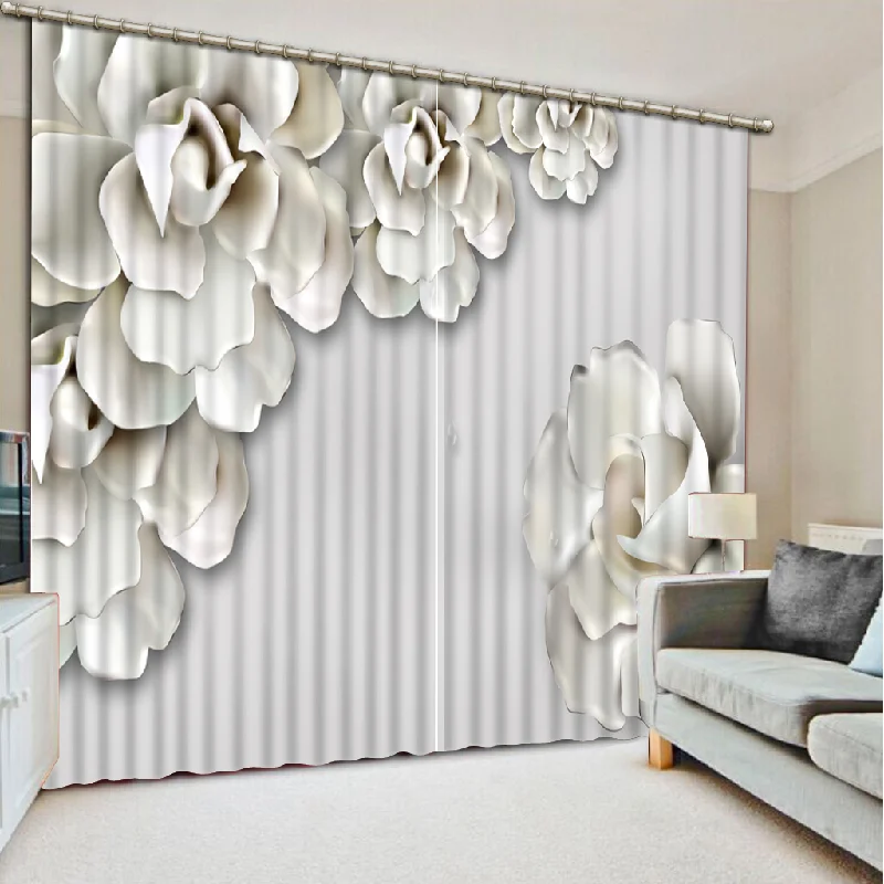 

Window Curtain Modern Luxury Flower Curtains For Living Room Bedroom Shading Photo Drapes Home Decor